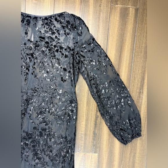 Size L Sheer Long Sleeved Animal Print Maxi Key Hole Round Neck Dress whimsigoth - Picture 5 of 13